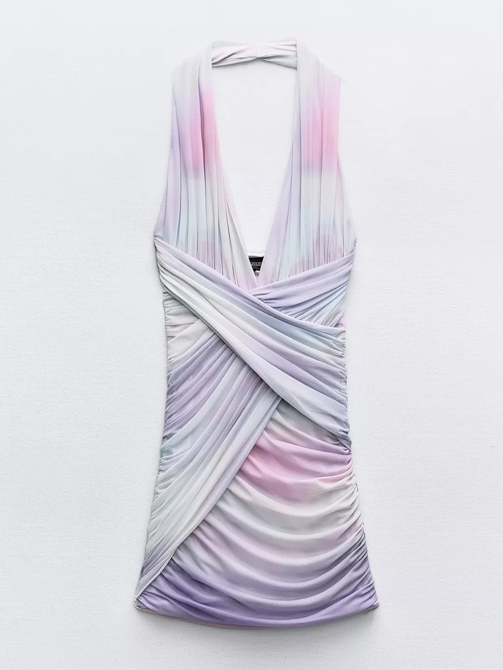 Zara Lavender Ombré DRAPED PRINTED TULLE DRESS Size XS